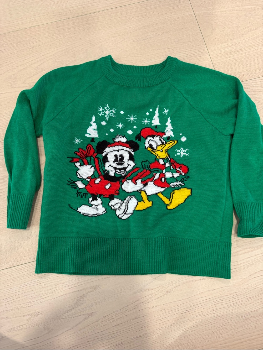 Disney Kids Green Holiday Mickey & Donald Knit Sweater | XS (4T)